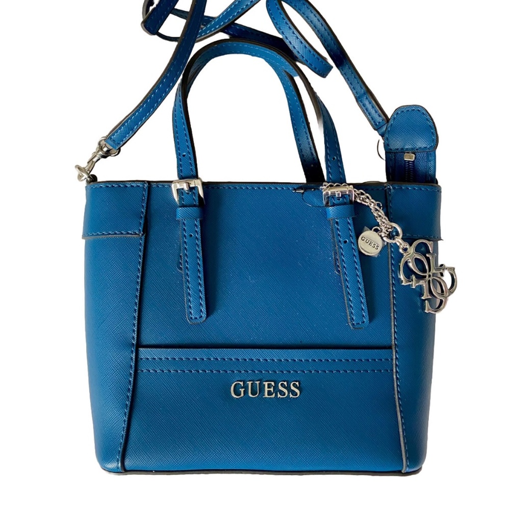 Guess Top Handle Handbag w/ Adjustable Strap - Zipper Closure - Blue